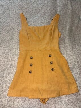Urban Outfitters Yellow Button-Front Sleeveless Romper